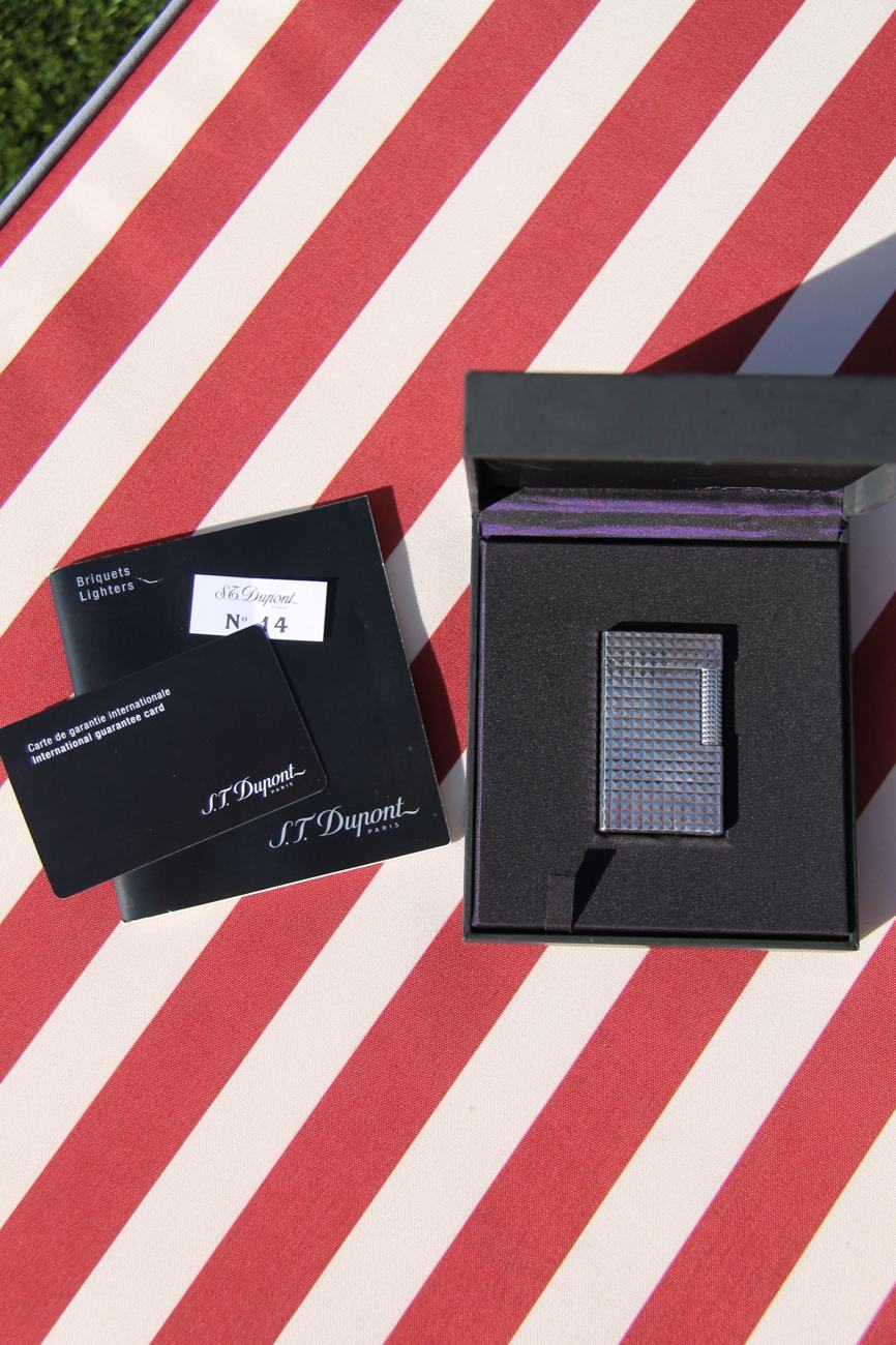 S.T. Dupont Ligne 1 Grand diamond point lighter in its black box, with guarantee card and booklet